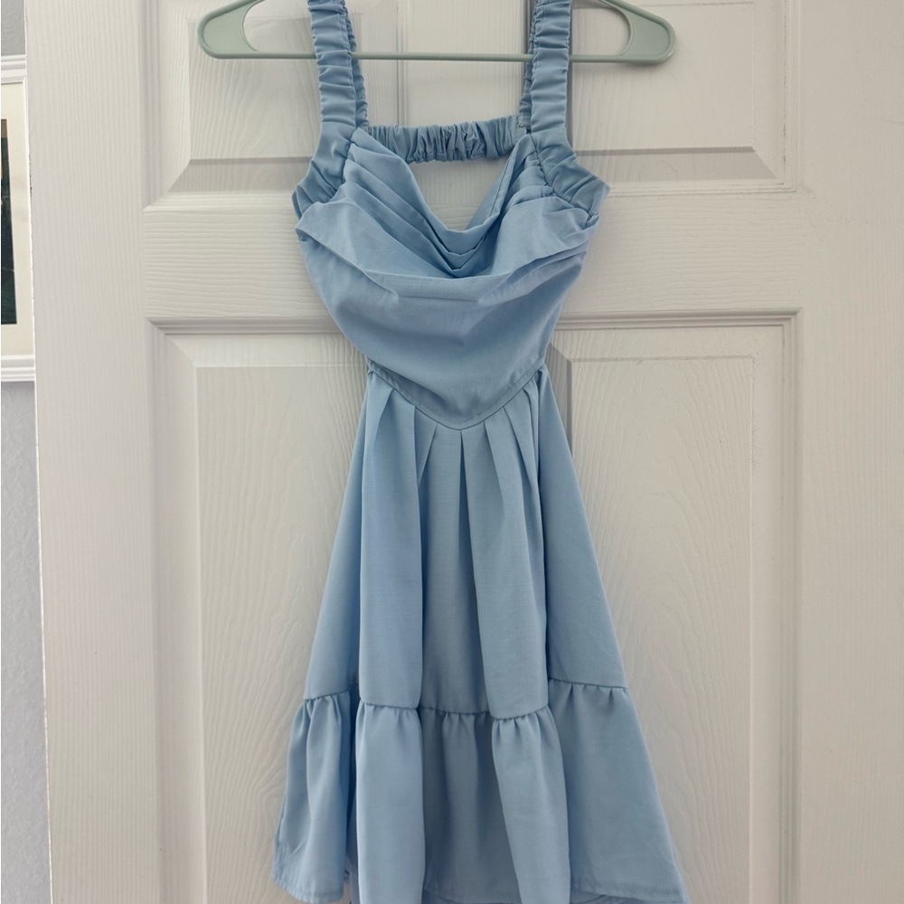 SHEIN Light Blue Backless Dress